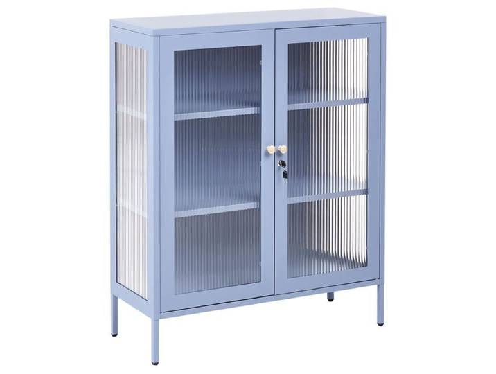 Vitrine en verre HARLYN 90 cm Métal Bleu