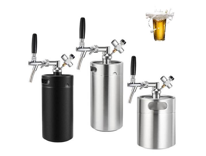 Mini Keg Growler Kit avec distributeur de robinet de bière à contrôle de débit, bière fraîche de satisfaction cet été, 3,6 L, 5L, 0-60 PSI, Co2 Sochi