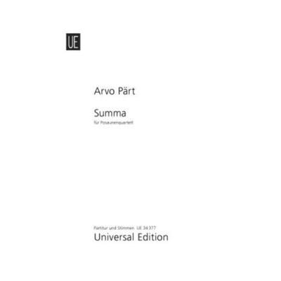 Summa für Posaunenquartett, Taschenbuch von Arvo Pärt, Universal Edition, 978-3-7024-7036-4