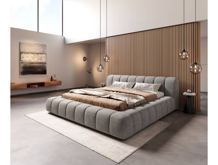 Polsterbettgestell Cutio 180x200 cm Strukturstoff Soft Grau, Polsterbetten