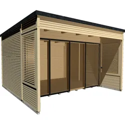 Weka Gartenhaus Designhaus Cubilis 2.0 mit Lamellenelementen - 45 mm  380 x 480 cm (Gr .2)