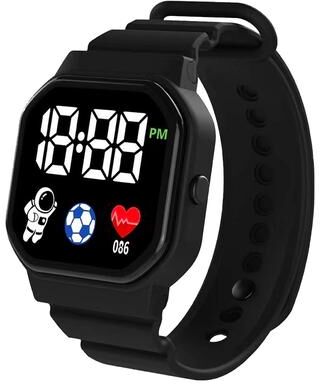 Friendly Fresh Finds Kids Sport LED Digital Watch Waterproof Silicone Strap, Electronic Wristwatch For Boys & Girls black