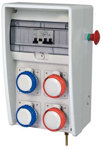 Fanton Quadro Di Distribuzione Serie Ulisse 250 Asc Con Prese 2+2 Cee Con Morsettiera E Pulsante Di Emergenza + Interruttori Differenziali Potenza 9kw  74325