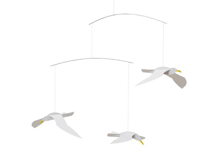 Flensted Mobiles - Soaring Seagulls Mobile, weiss / gelb