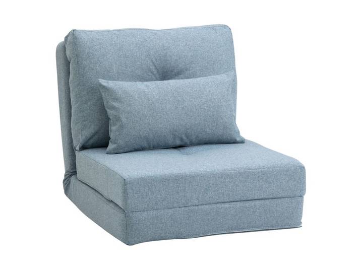 Chauffeuse canapé-lit convertible - HOMCOM - 1 coussin avec dossier réglable - bleu