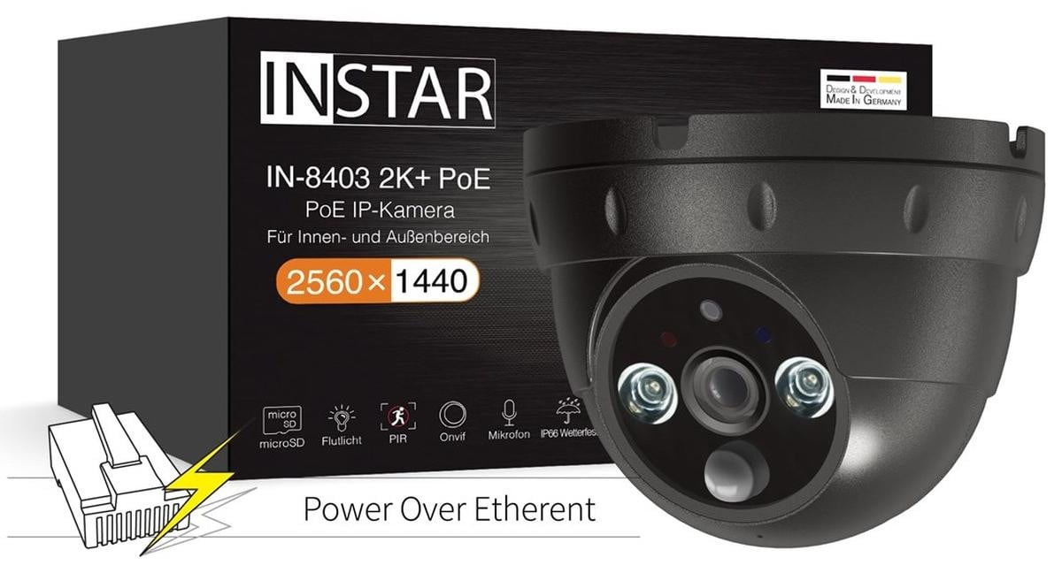 Instar IN-8403 2K+ IP-bewakingscamera met PoE switch en 2560 x 1440 pixels resolutie
