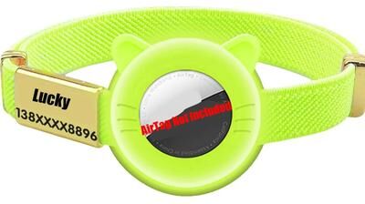 Uplift Essentials New Breakaway AirTag Tracker Cat Collar With Custom ID green