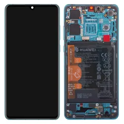 Huawei LCD + Touch + Frame + Battery für ELE-L29, ELE-L09 P30 - aurora blue - New Version (Akku, Display, Huawei P30), Mobilgerät Ersatzteile, Blau