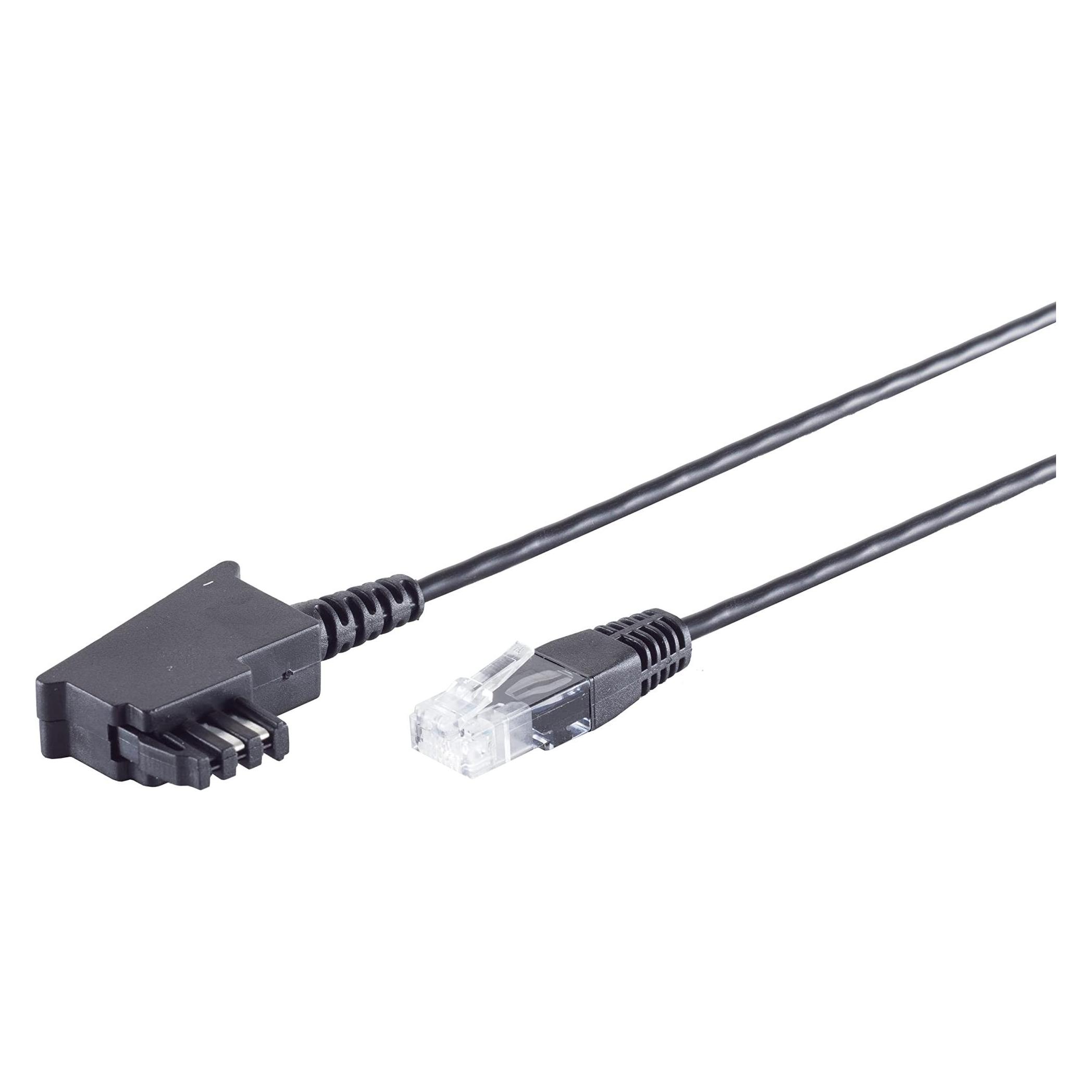 Shiverpeaks S/CONN maximum connectivity TAE-F Stecker auf RJ45 Stecker, VDSL Routerkabel, schwarz, 1,5m (12-09155)