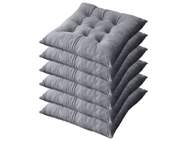 Lot de 6 Coussins de Chaise 40 x 40 x 4.5 cm Coussin Chaise Exterieur Coussin de Jardin Idéal Galette Chaise Polyester Gris