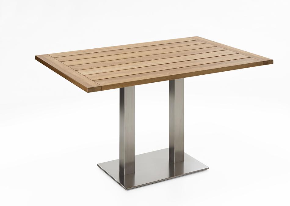 Gartentisch Bistrox 140x95 Tischplatte Teak Recycelt Gestell Edelstahl Gebürstet