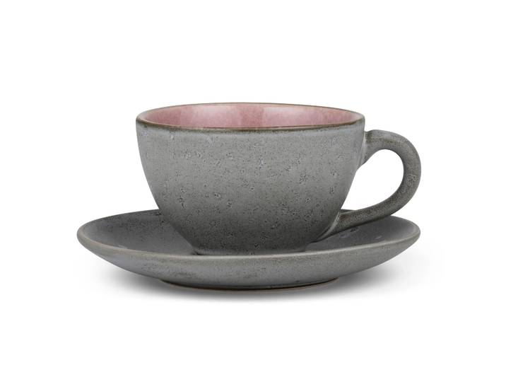 Bitz Tasse avec soucoupe Bitz gris Rose