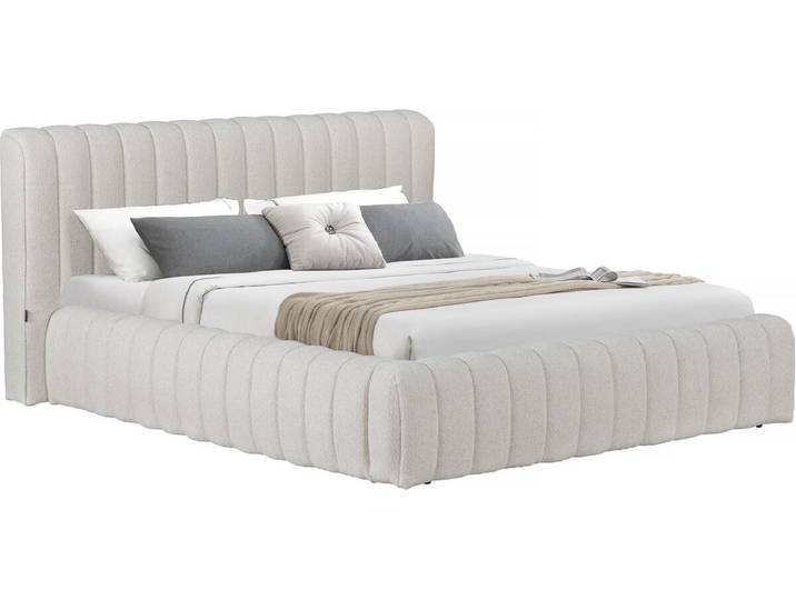 Lit double en tissu avec coffre Tignes - 160 x 200 cm - Beige