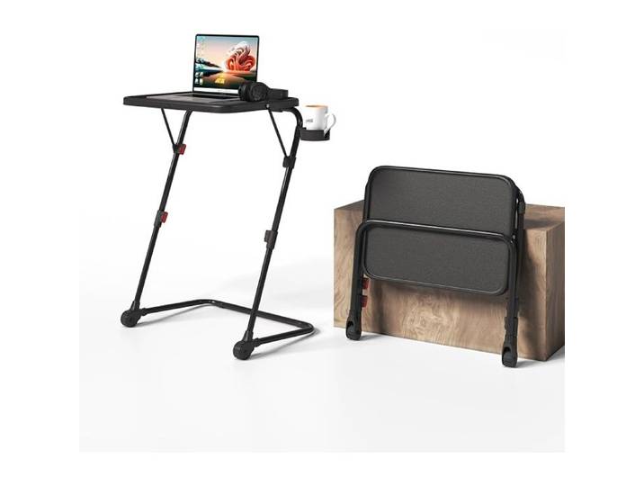 Meuble Cosy Petit Bureau Pliant Hauteur réglable Table d'Ordinateur Portable sans Assemblage Requis Poste Travail Pliante Plateau