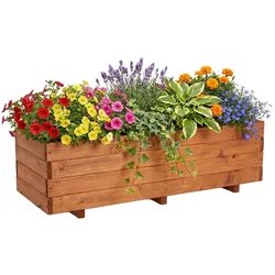 IvoQ Pflanzkasten aus Holz – 120x40x32 cm – Massives FSC-Holz – Wetterfest – Für Terrasse, Garten oder Balkon