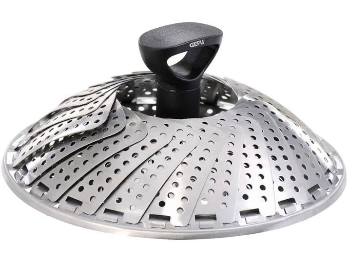 Dampfgartopf GEFU VITALA , silber, B:8,5cm H:7,6cm L:18cm Ø:27cm, Töpfe, Dampfgartopf, faltbare Dünstschale, Ø 27 cm, Edelstahl, Induktion