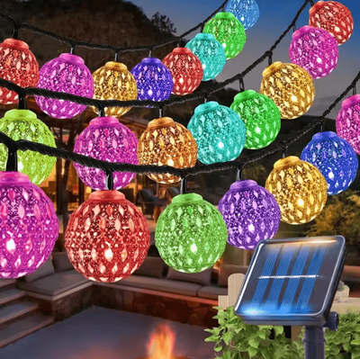 Inspire Curations Moroccan Solar Ball String Lights With 8 Lighting Mode color 6.5m 30led