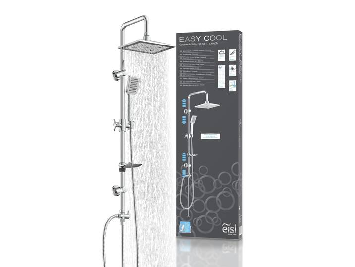 Duschsystem EISL EASY COOL , grau (silberfarben), H:95cm, Edelstahl, Brausegarnituren, Duschsystem, Regendusche ohne Armatur, Duschsystem mit Seifenschale, Duschbrause