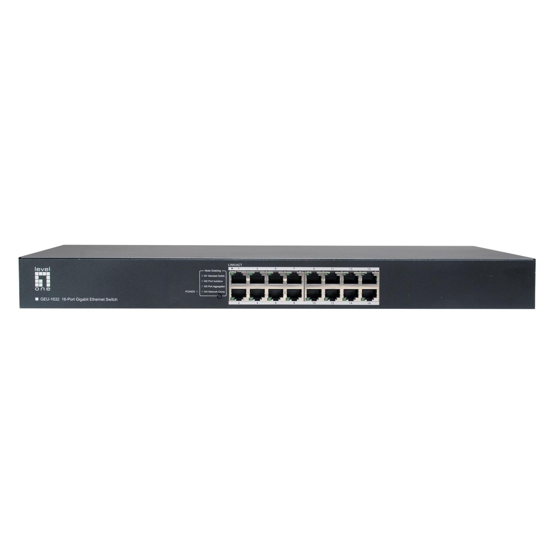 LevelOne Switch 16x GE GEU-1632 19" (16 Ports) (GEU-1632)