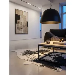 Teppich Flachgewebe GASTEIN in Schwarz, in Rindsleder-Optik, 100 x 135 cm