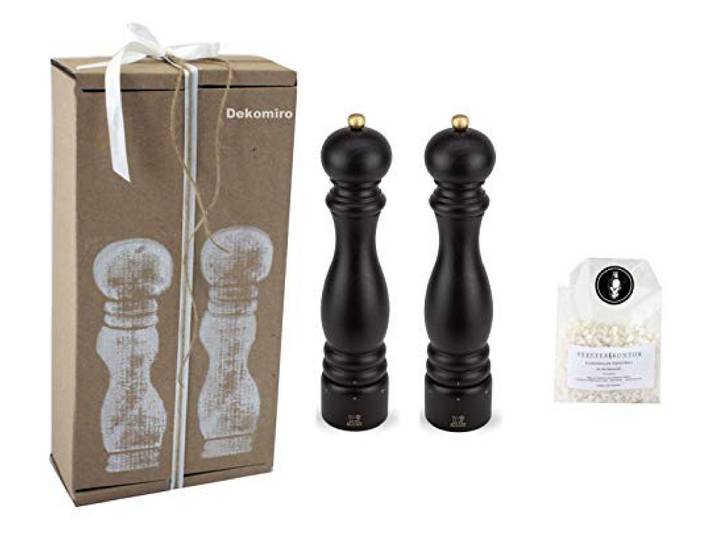 Dekomiro Peugeot Set Paris Pfeffermühle und Salzmühle Schoko 30 cm u-Select Geschenkset mit 100 gr. Salz
