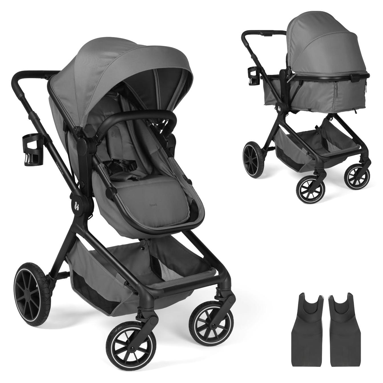 Kinderwagen Buggy Kinderbuggy - 2-in-1 - Wendbare Sitzfläche - Bis 22 kg - Dunkelgrau