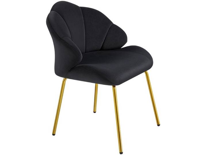 Yaheetech Fauteuil de Salon en Velours Chaise d'appoint Moderne Design Coquillage avec Dossier Capitonné Noir