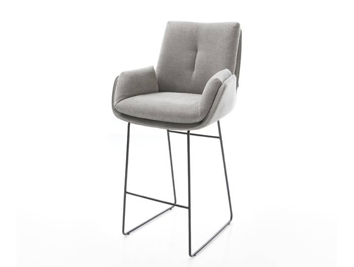 Barstuhl Clea-Flex Strukturstoff Soft Grau Kufengestell Metall Taschenfederkern, Barstühle