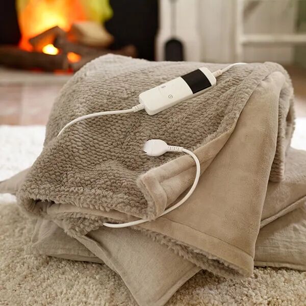The Lyndon Company Sandringham Faux Fur 130x170cm Taupe Heated Throw