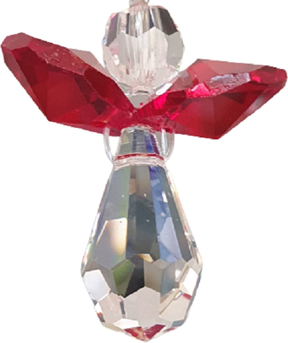 CrystalDesign Beschermengel Raamhanger Rood met Swarovski Kristal