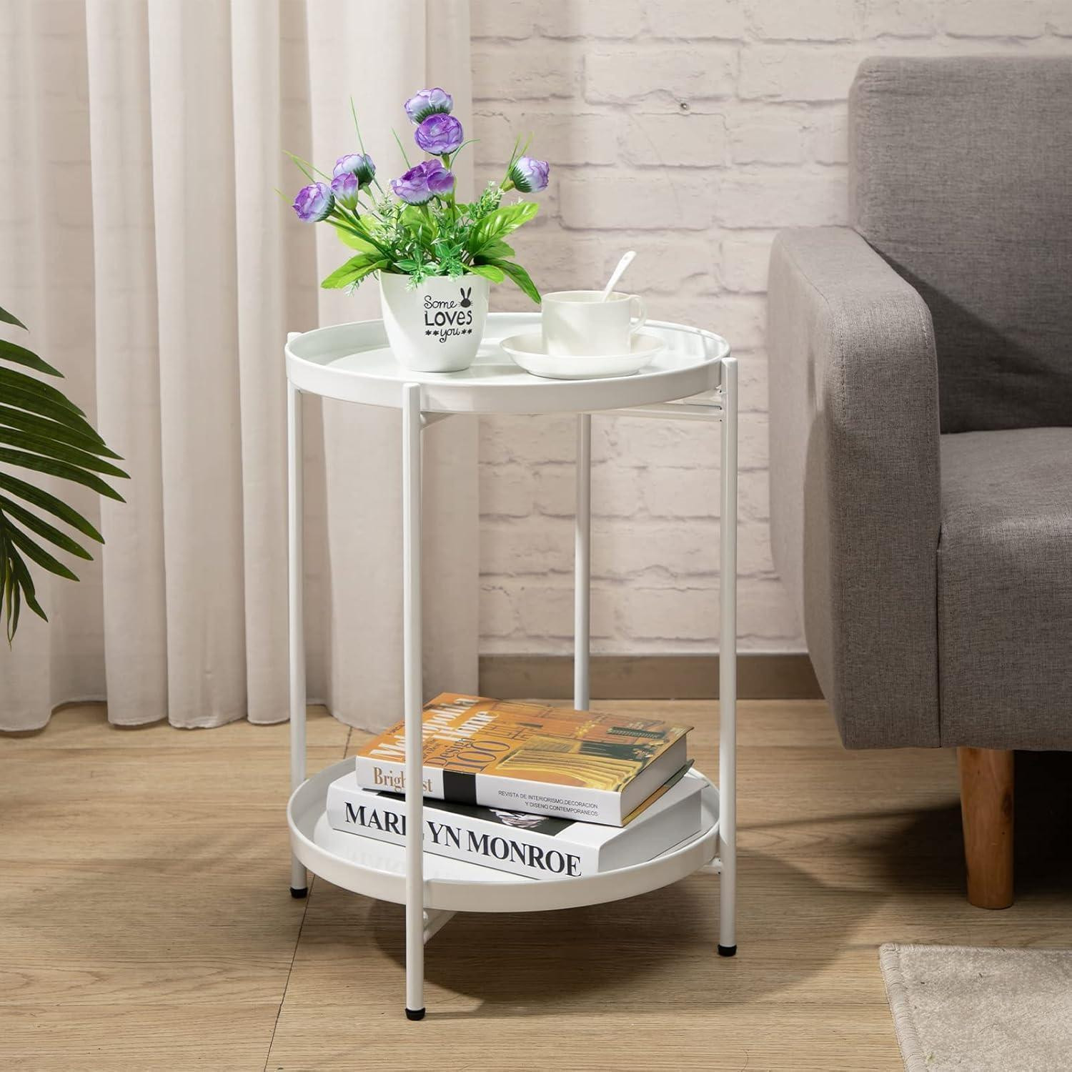 HollyHOME bijzettafel met 2 niveaus, metaal, B/D/H: 40 x 40 x 52 cm
