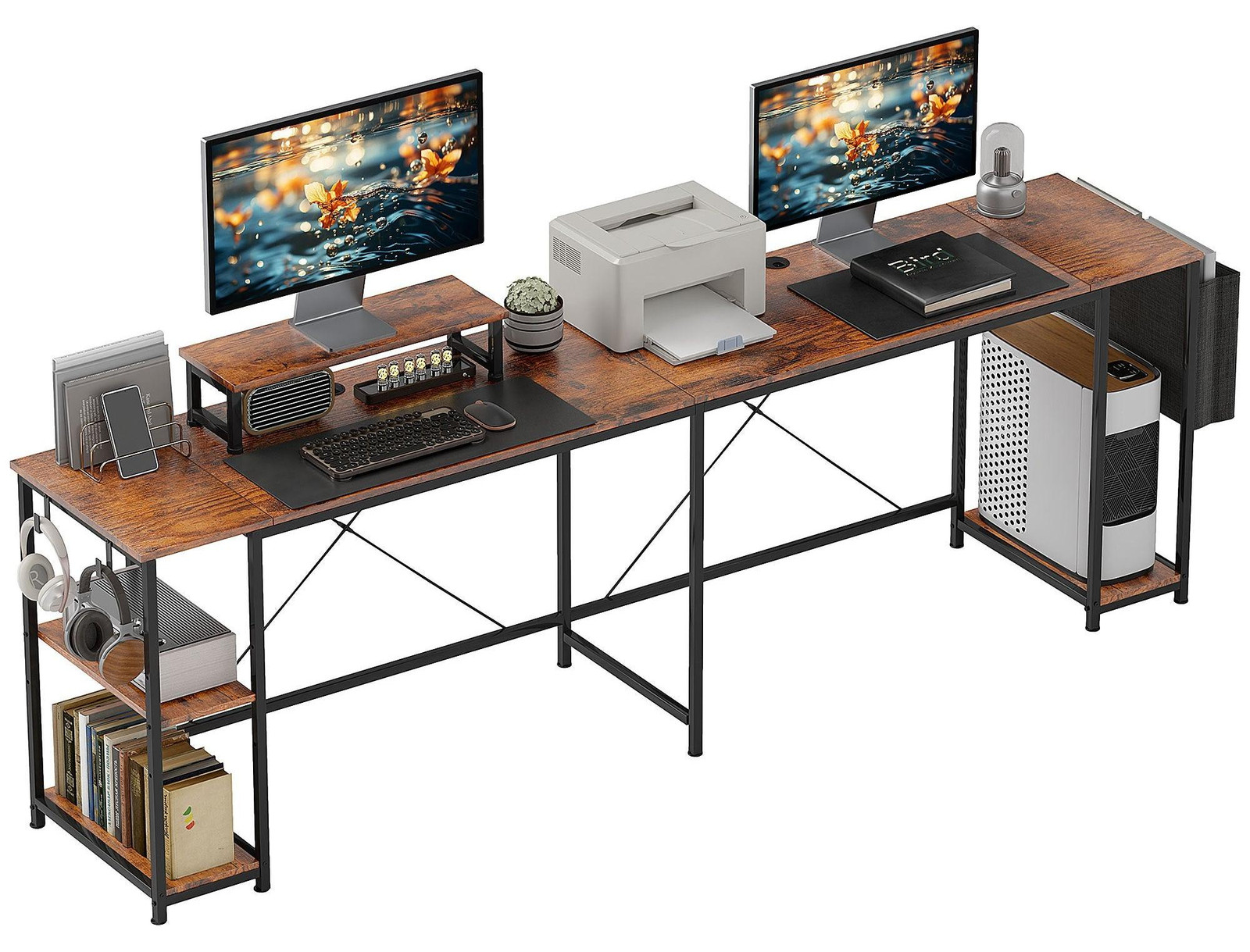 Selius L-vormig Hoekbureau met Verstelbare Planken voor Thuiswerkplek