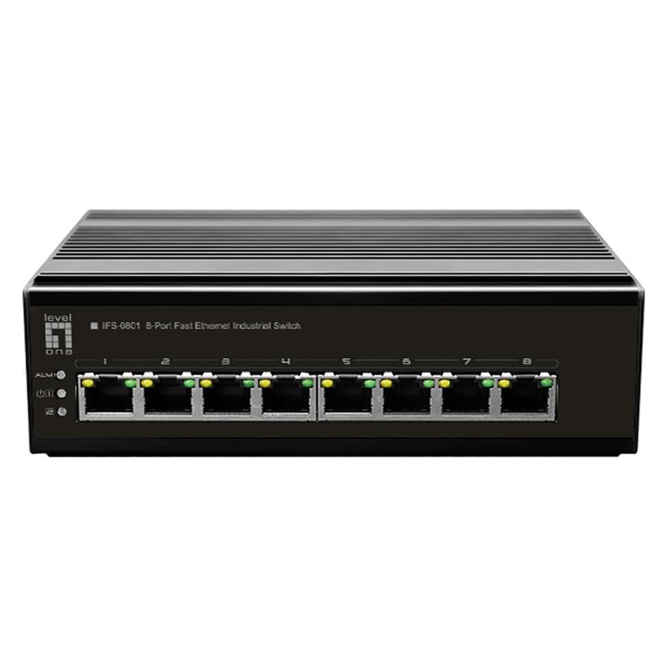LevelOne Switch 8 Port FE IFS-0801 DIN-Rail,-30°C to 65°C (8 Ports) (IFS-0801)