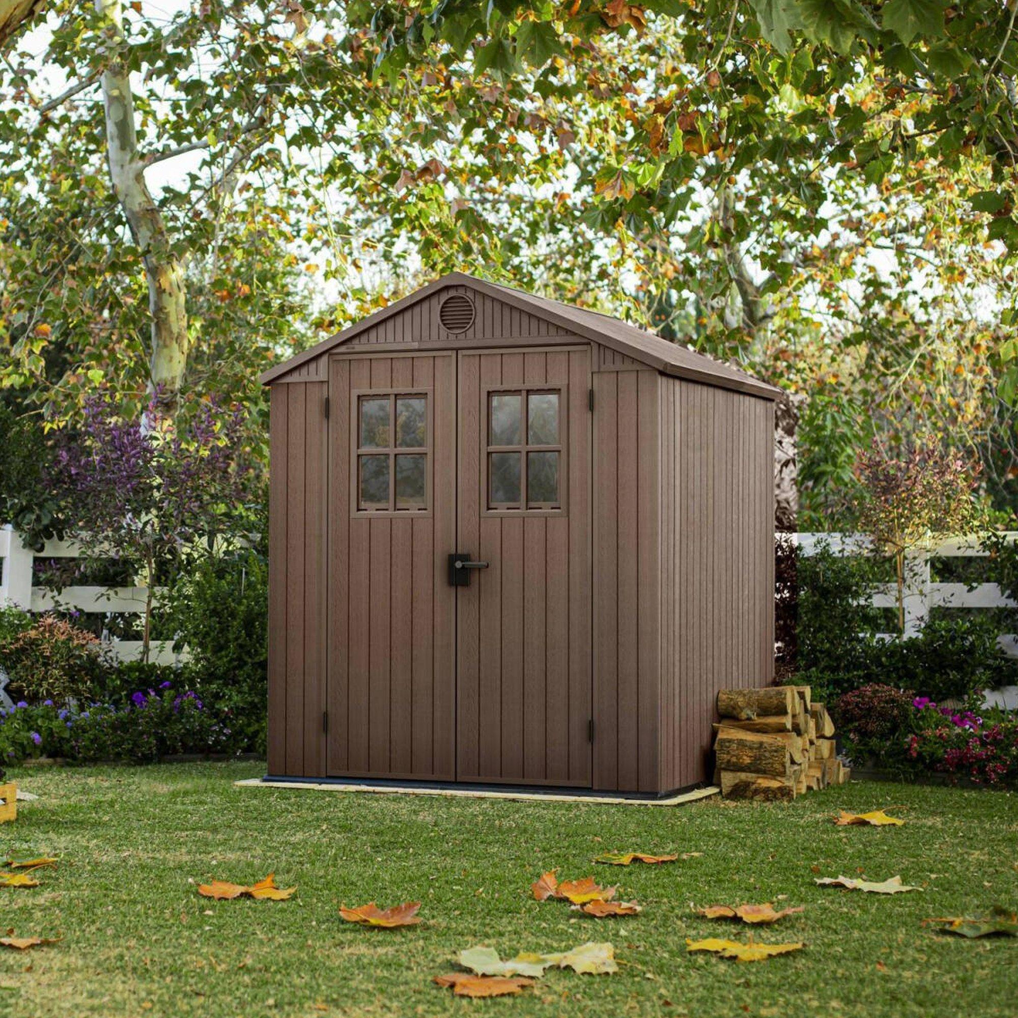 Dmora Gartenhaus Osoyoos 190x183x221h cm Braun, Wetterfest, mit Fenstern