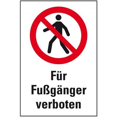 Schild I Verbots-Kombischild Für Fußgänger verboten, Kunststoff, 300x400mm, ASR A1.3, DIN EN ISO 7010 P004