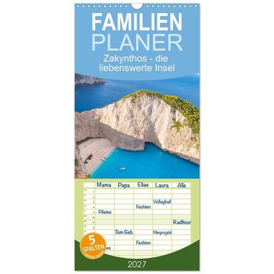 Familienplaner 2027 - Zakynthos - die liebenswerte Insel mit 5 Spalten (Wandkalender, 21 x 45 cm) CALVENDO
