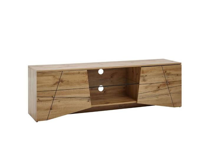furnicato Lowboard TV-Unterschrank 160x50x40 cm Braun (1 St), Lowboard mit Glasplatte und Kabeldurchlass für deinen Fernseher