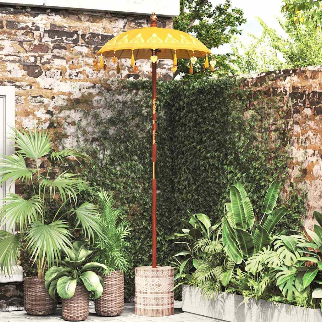 Maison Exclusive - Balinesischer Sonnenschirm mit Sockel Gelb 95 x 95 x 260 cm