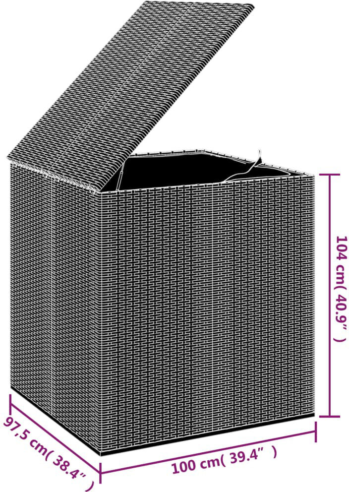 Latitude Run Huckson 100 cm W Water Resistant Wicker Deck Box Black 100 x 97.5 x 104 cm