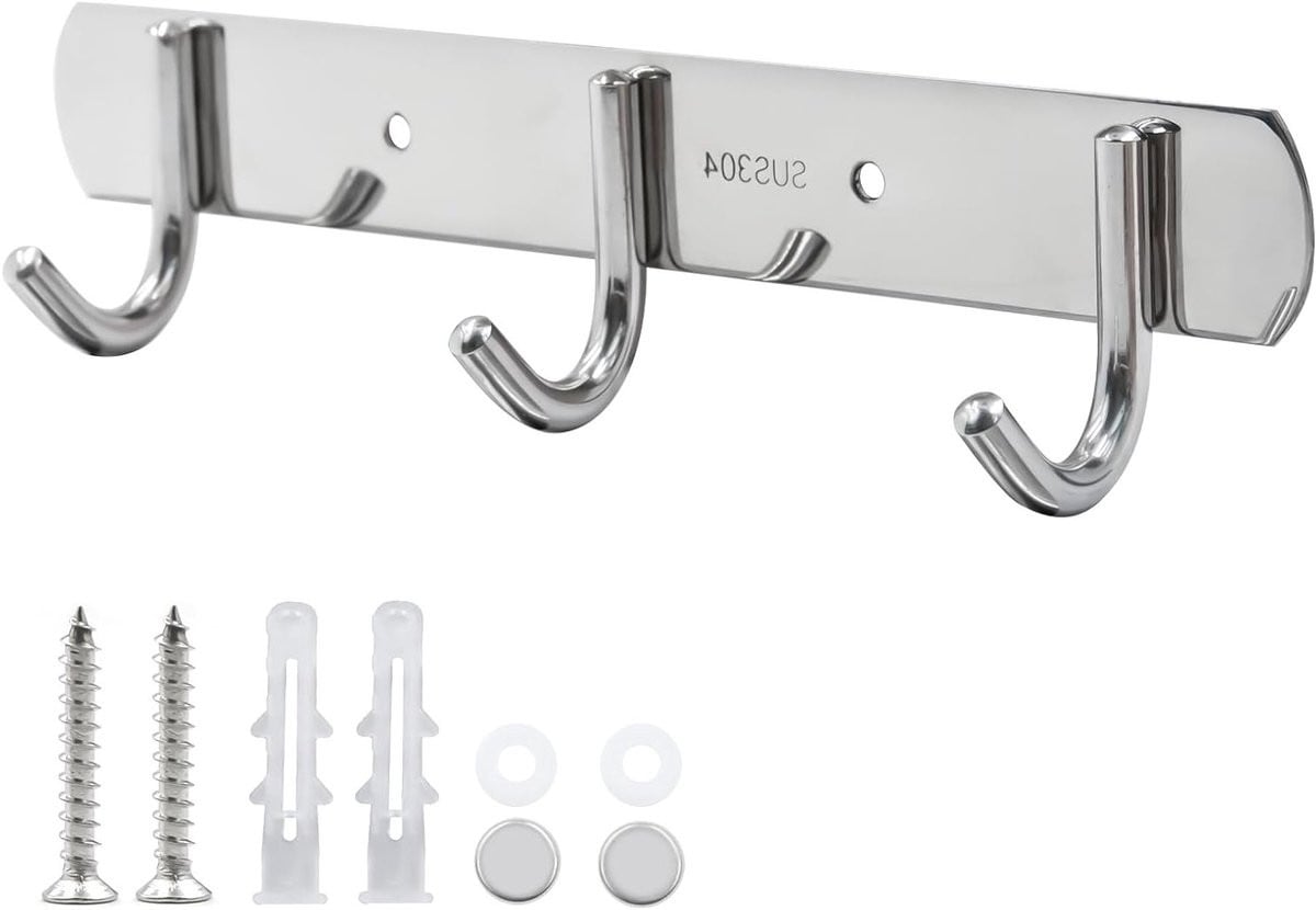Set van 3 RVS kledinghaken voor badkamer, keuken en slaapkamer