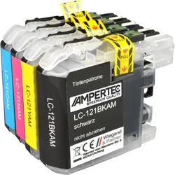 4 Ampertec Tinten ersetzt Brother LC-121 Multipack KCMY