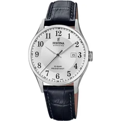 Festina F20007/1 Herrenuhr Schwarz/Silberfarben mit Saphirglas