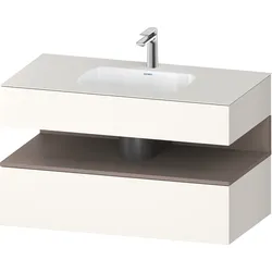 Duravit Collection One Einbauwaschtisch mit Konsolenwaschtischunterbau, 1000x550x600mm, Nische Basalt Matt, QA4786043840010, Farbe: Weiß Supermatt/mit Nischenbeleuchtung