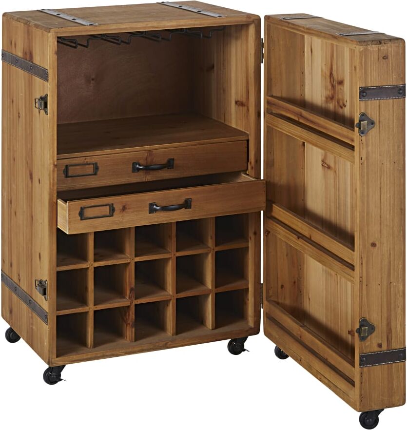 Maisons du Monde Mini bar range bouteille 2 tiroirs à roulette Marron 50.5x82.5x50.5cm
