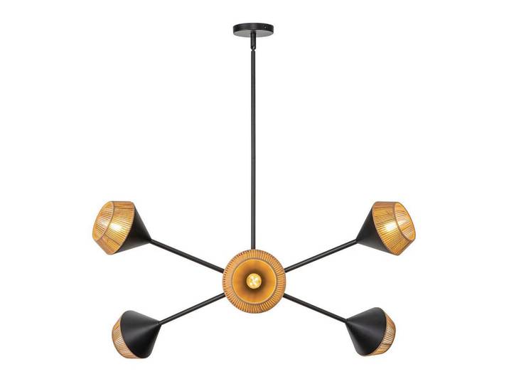 Elstead Lighting Kronleuchter, Naturfarben, Schwarz, Metall, Textil, 95.3 cm, RoHS, CE, höhenverstellbar, Lampen & Leuchten, Innenbeleuchtung, Kronleuchter