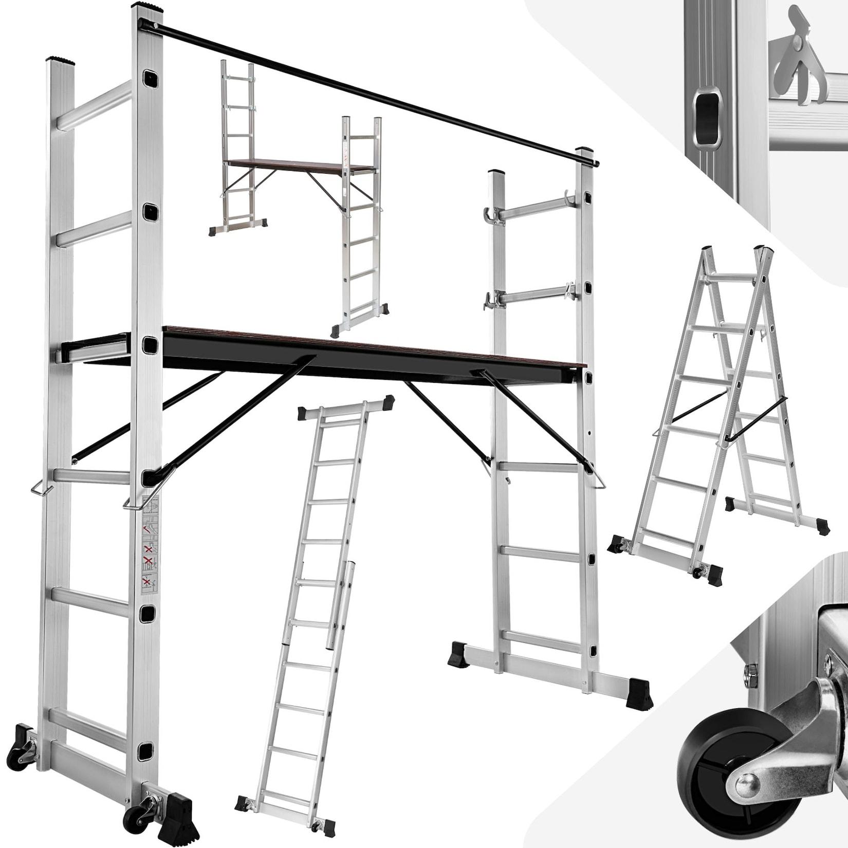 tectake® Aluminium Multigerüst, 4 in 1, stabil, Belastbarkeit 150 kg