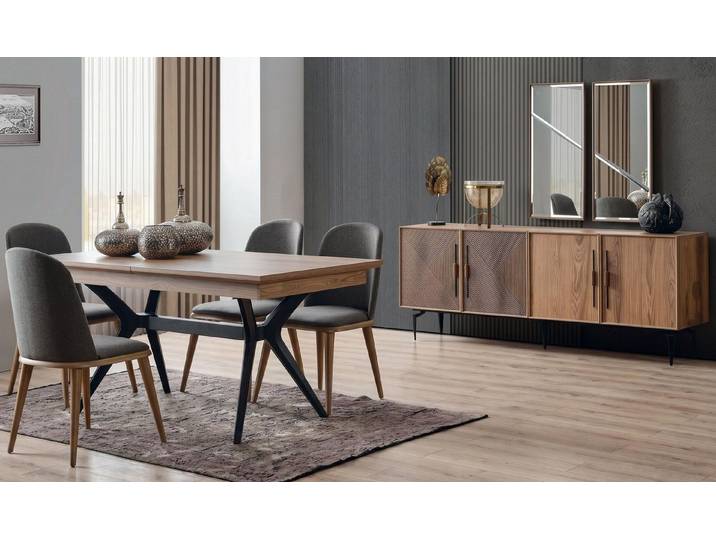 Xlmoebel Esszimmer-Set Esszimmer-Set: Esstich 4Stühle Sideboard Modern Elegant Hochwertig, (Esszimmer-Set, 5-St., 5-tlg)