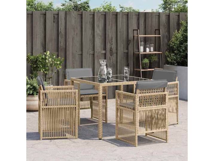 Beige Siège de jardin - Chaises de jardin - avec coussins - (4 pcs) - mélange beige C1792