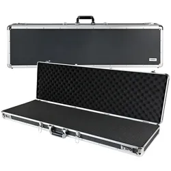 HMF Alu Transportkoffer für Gewehre mit Rasterschaumstoff, 117 x 36 x 12 cm, Schwarz