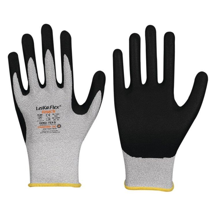 Leipold Handschuhe LeikaFlex Touch 1464 Grösse 9 grau/schwarz EN 388 PSA-Kategorie II (9) (1464)